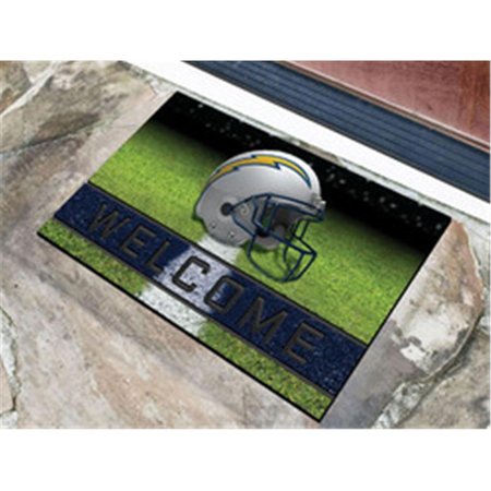 LOGOLOVERS 18 x 30 in. Los Angeles Chargers Door Mat Welcome Crumb Rubber LO891386